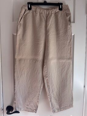 Quince Linen Blend Pull-On Pants Beige Size Medium